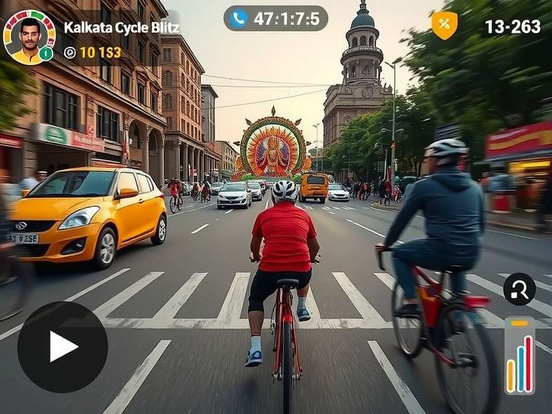 Kolkata Cycle Blitz festival event showcasing Durga Puja celebration